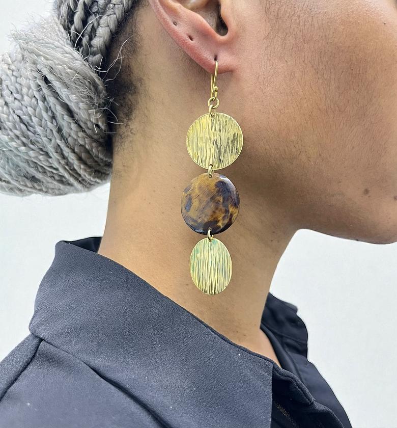 Double Dot Brass Earrings image