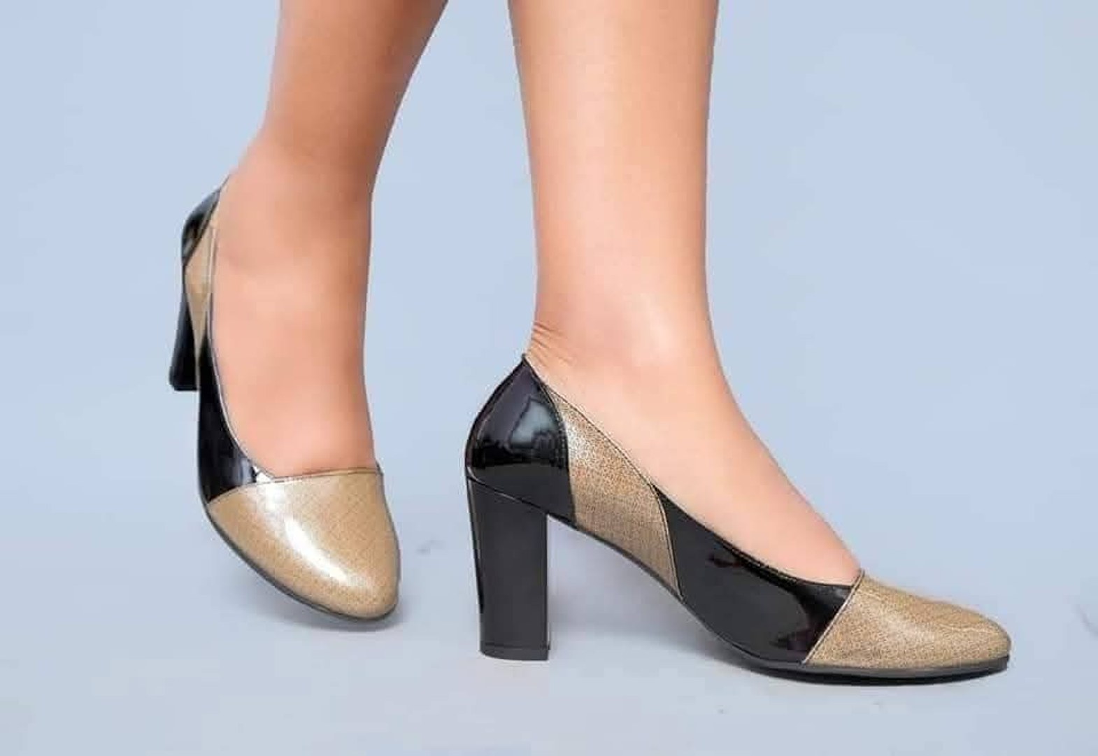 Turkish Premium Pure Leather Shoes – Black & Nude image