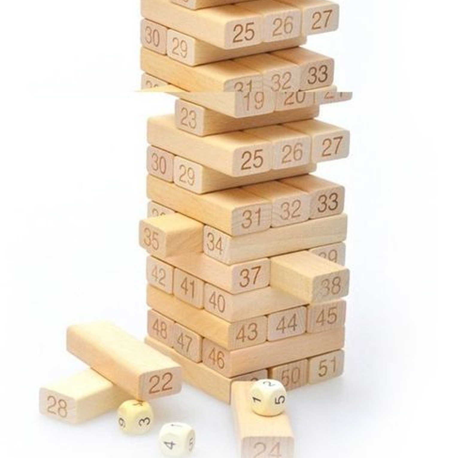 Jenga Wooden Toys 54 Pieces Numbered Jenga Blocks image
