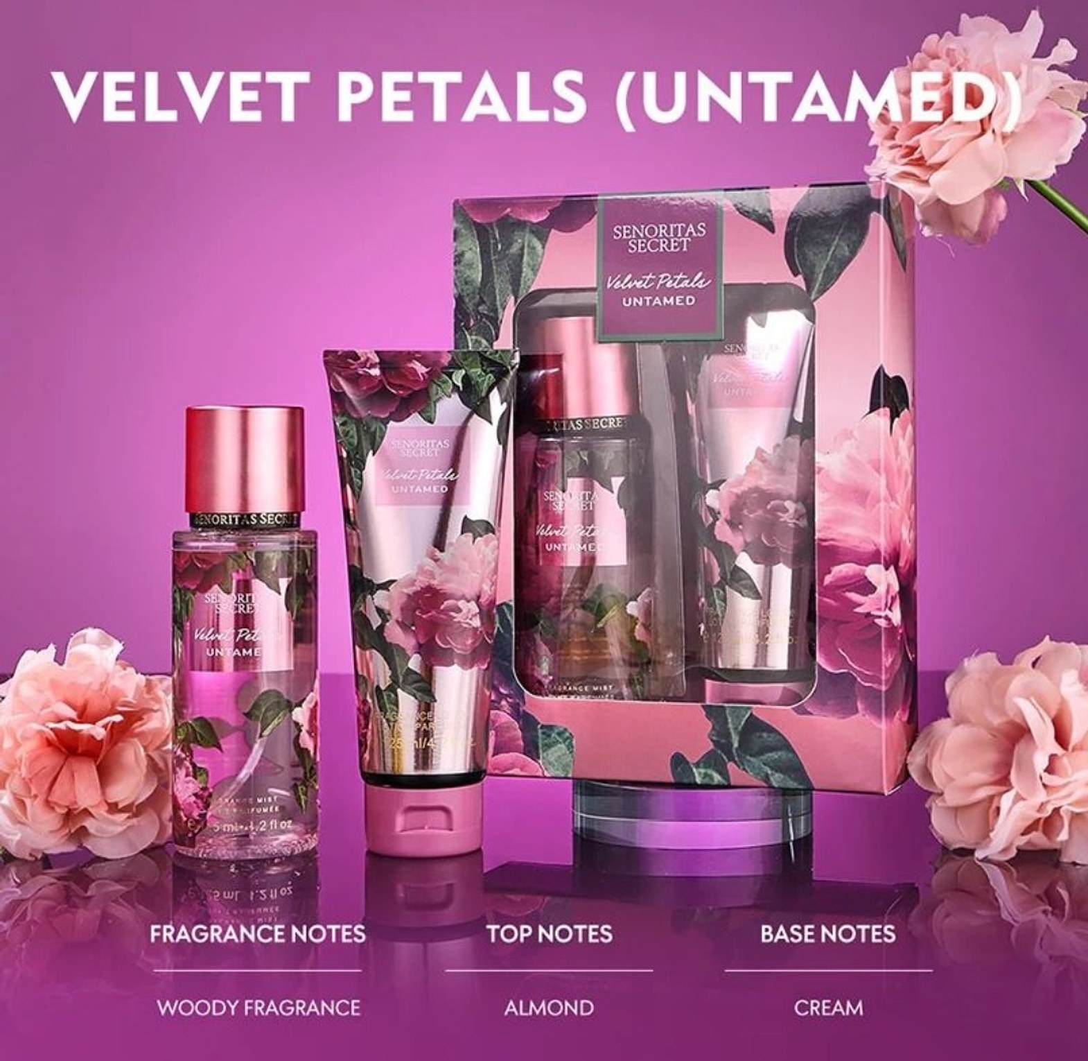 Senoritas Secret Velvet Petals Untamed Perfume Gift Set with Body Mist & Perfume Lotion  image