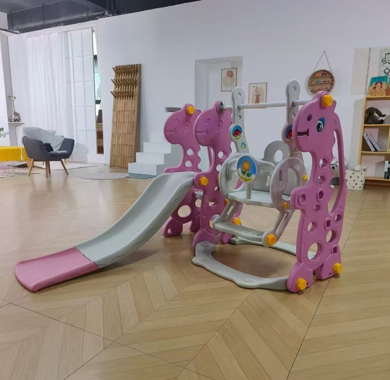 Kids Slide Playset: Children's Indoor or Outdoor Playground - Baby Plastic Slide and Swing Set image