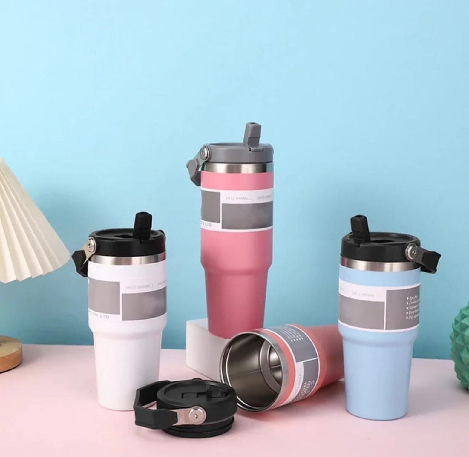40oz Tumbler Flip Straw Lid Replacement with Handle image