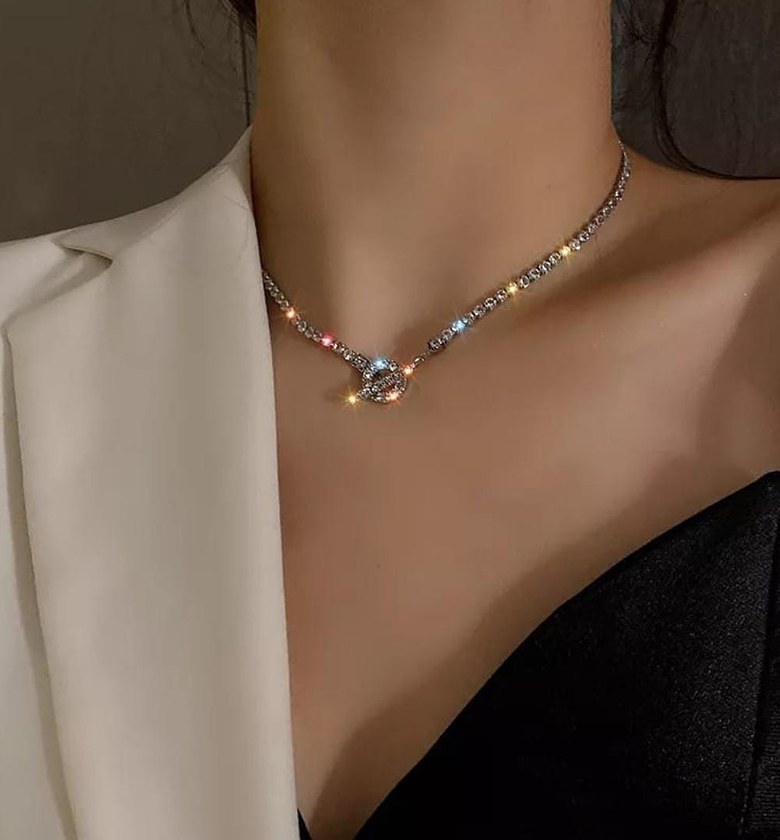 Rhinestone choker necklace image