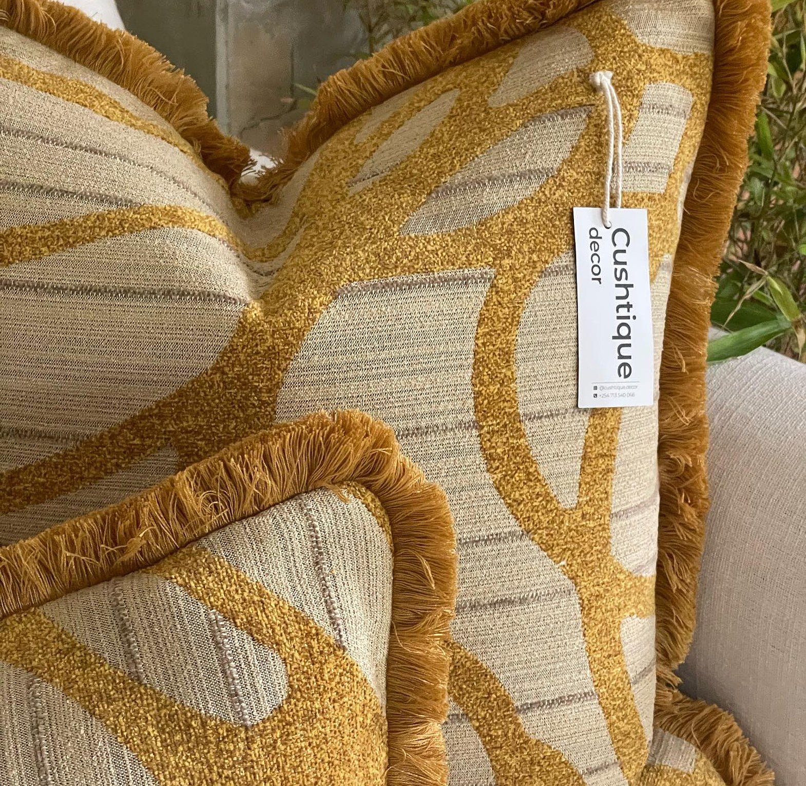 Vine Cushion paired with brushed fringe trim image