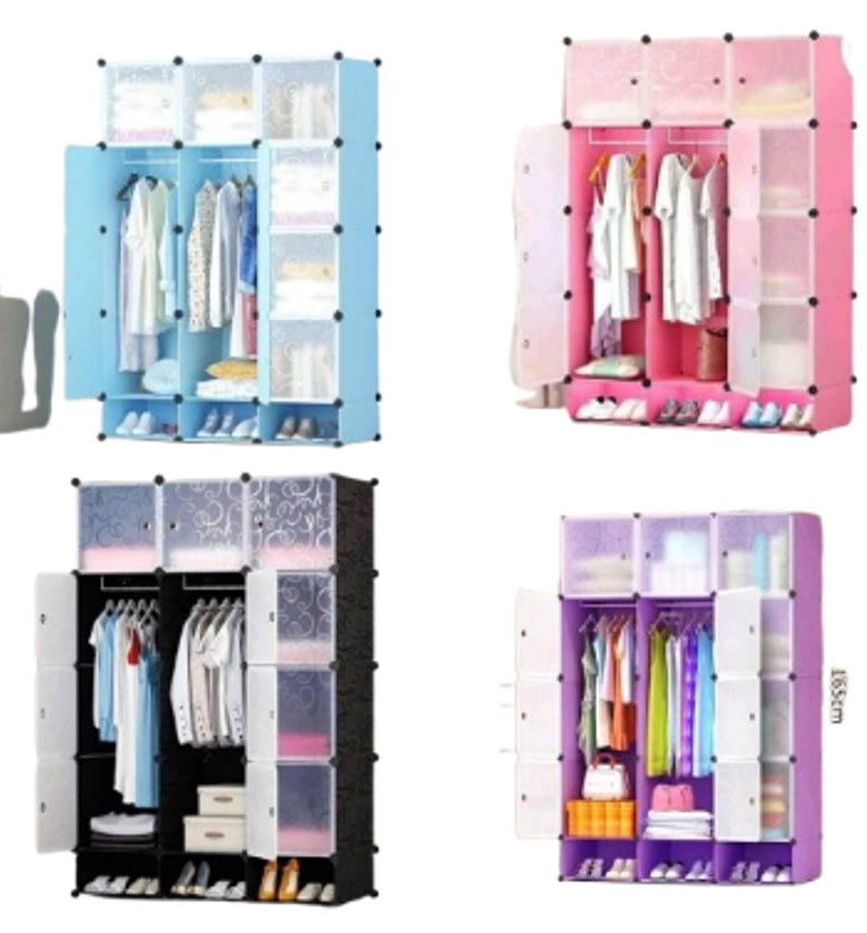  3-Column Portable Plastic Wardrobe.  image