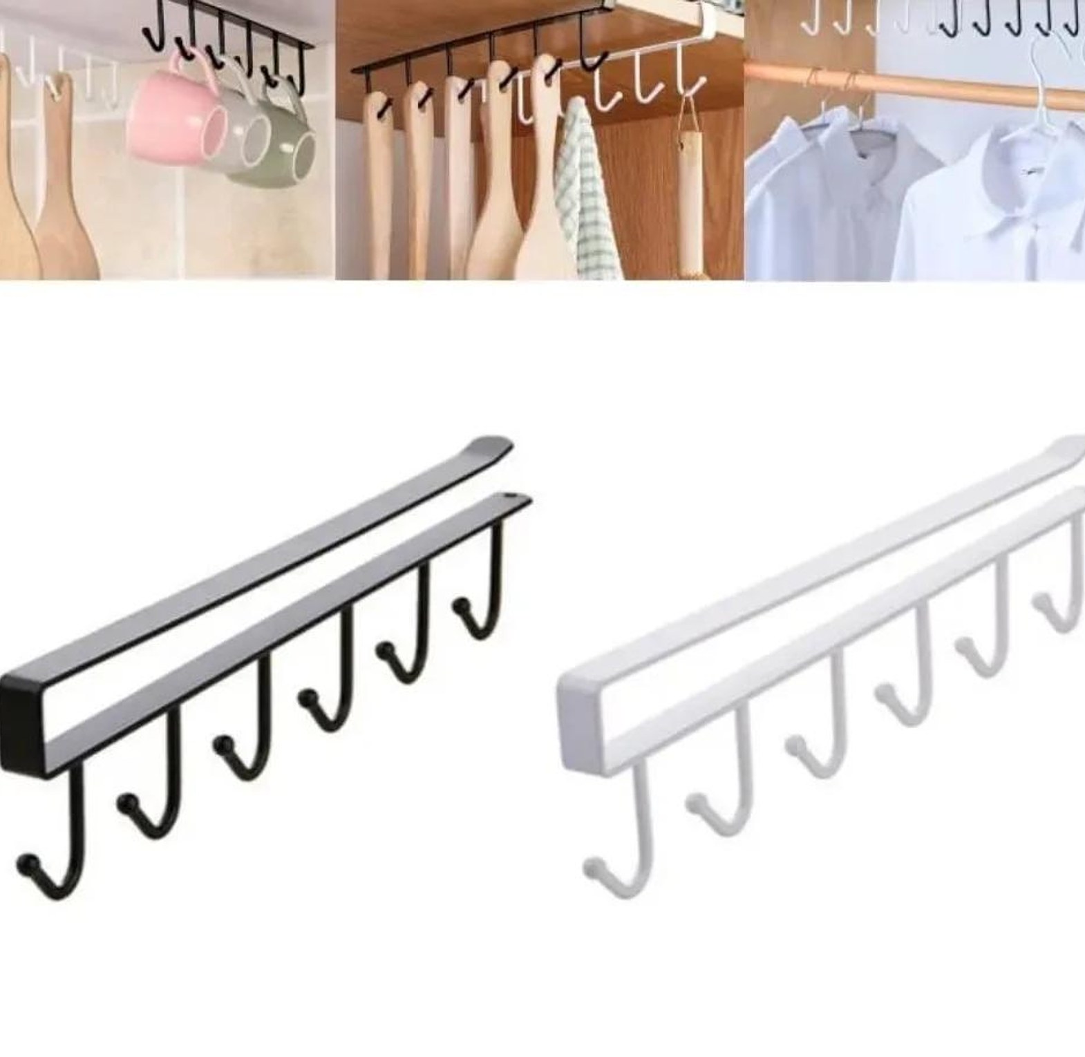 Iron 6-Hook Under Shelf Rack image