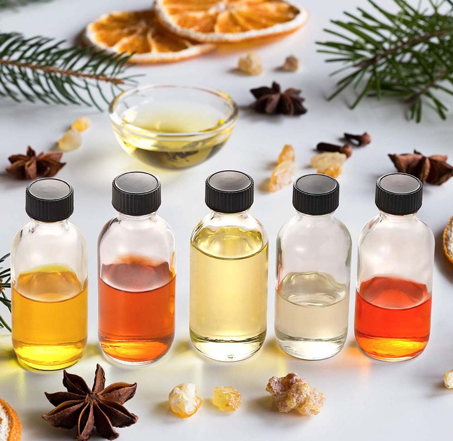 60ml Clear Glass Ginger Shot Bottles (Set of 5) - Leak-Proof Black Caps for Turmeric & Health Shots image