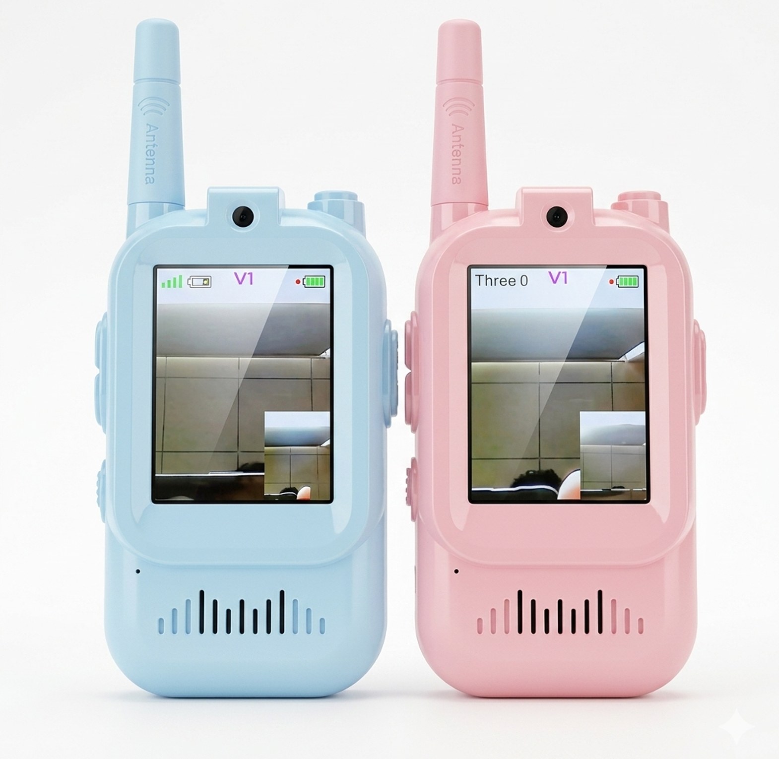 Kids Video Walkie Talkie Intercom Set with Built-in Camera & 2.4" Color Screen - Rechargeable Long Range Children's Toy Duo Pack image