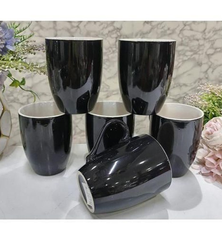 Ceramic 6PC black tea/coffee cups 300ml image