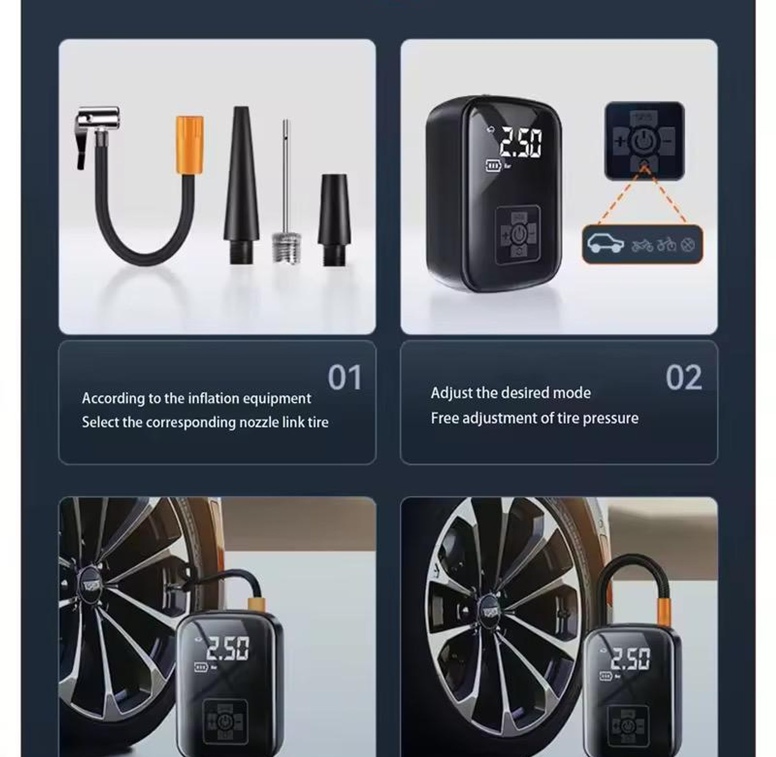 Portable Car Tire Inflator Air Pump With Digital Display image