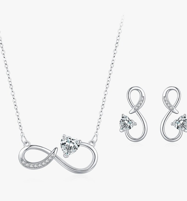 Sterling silver infinity set - infinity earrings, infinity necklace  image
