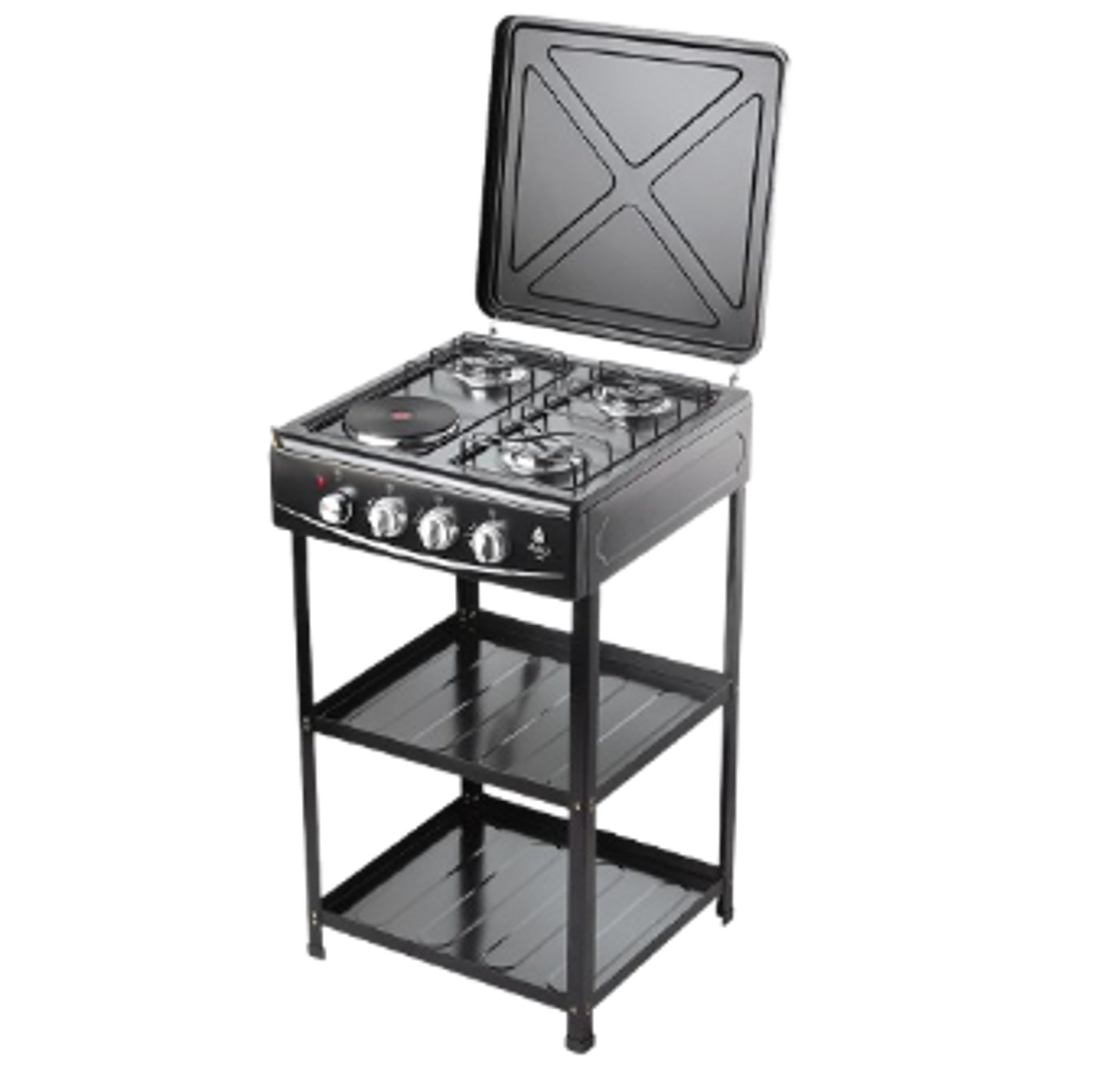 COOKER. Nunix Cooker 3 Gas +1 Electric Plate standing Cooker Plus Shelves image