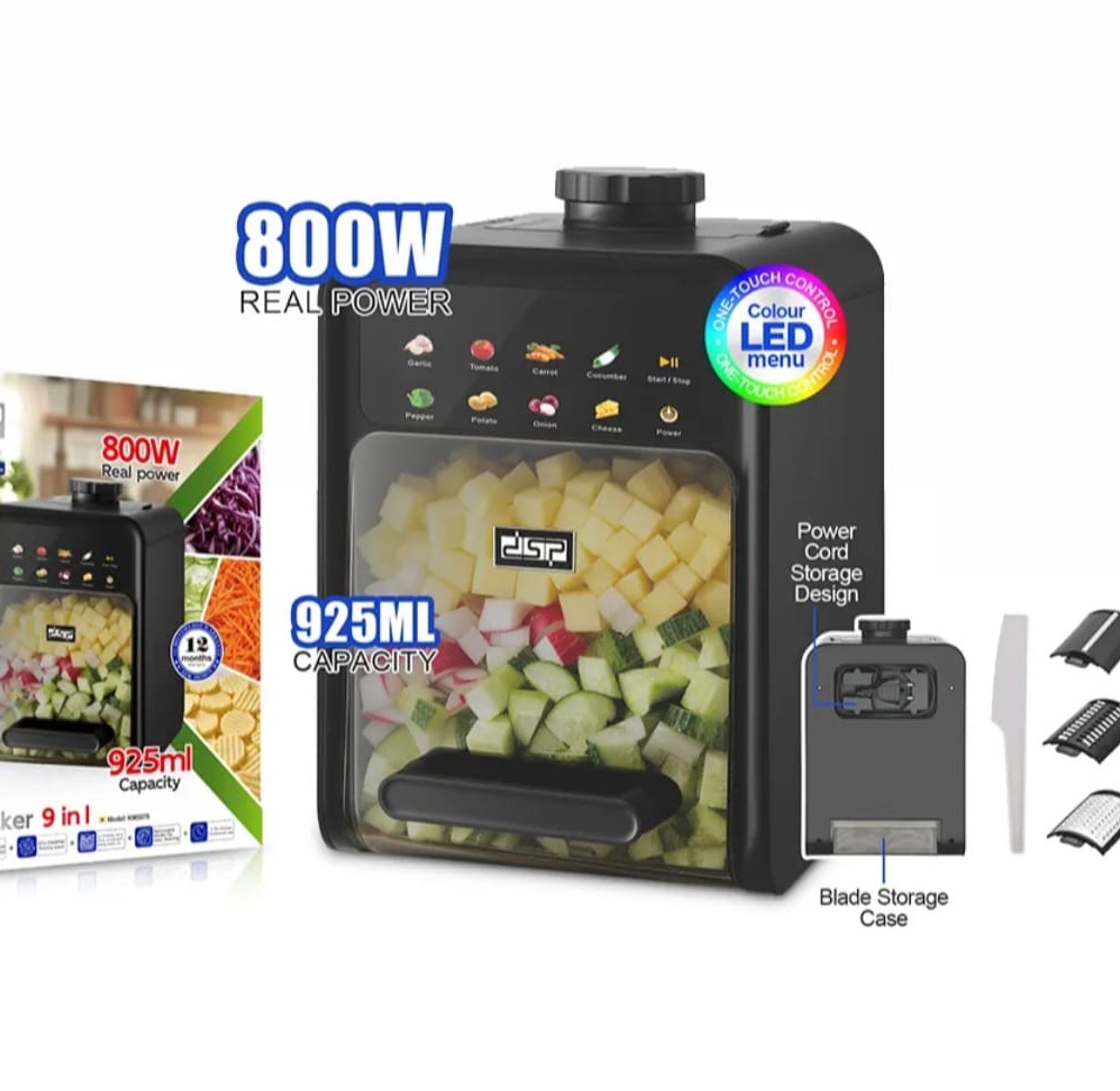 DSP 9-in-1 Salad Maker 800W | 925ml | Colour LED Touch | DC2327 Pure Copper Motor image