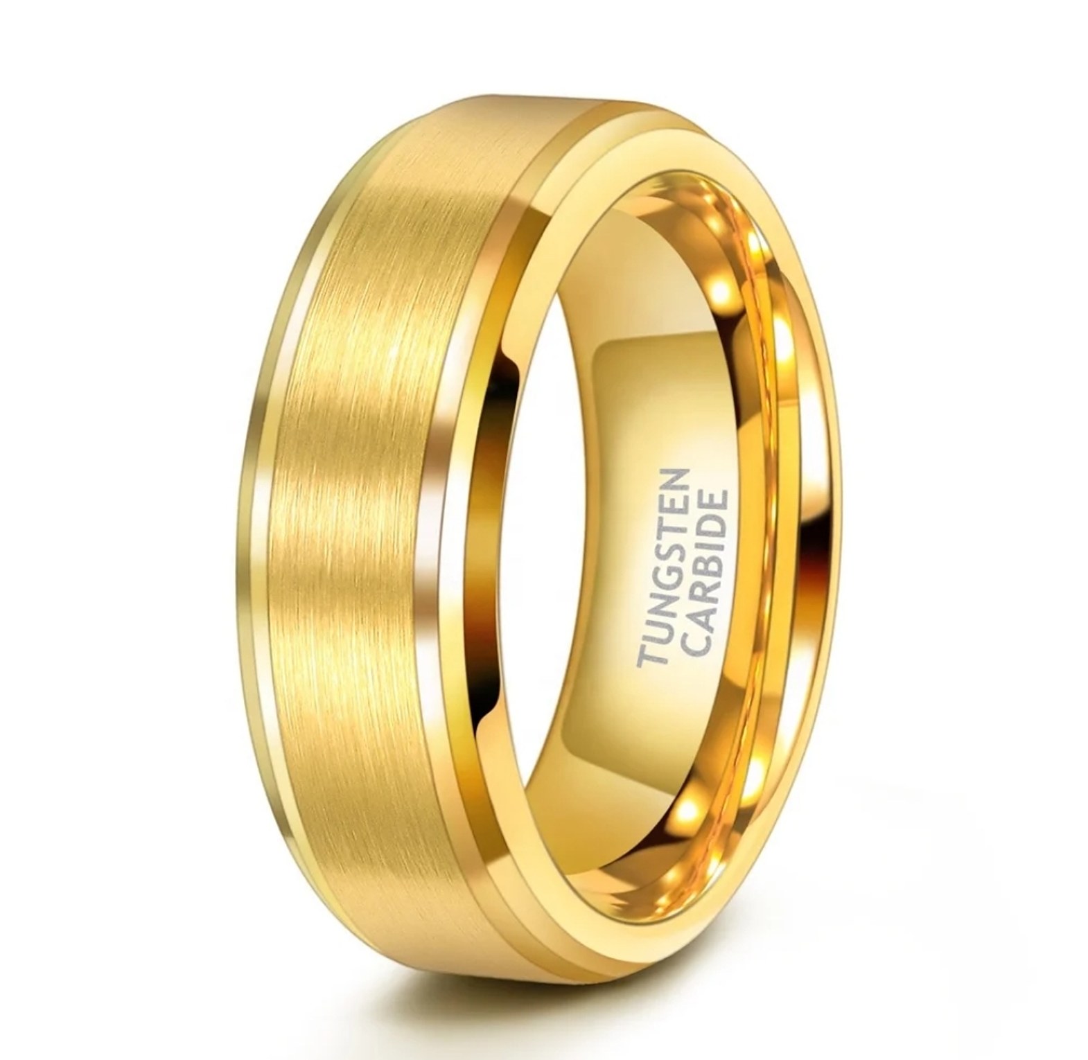 Brushed Gold Plated Tungsten Carbide Men's Wedding Ring/Band  image