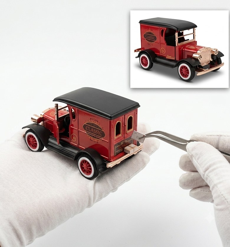 Vintage Die-cast Metal Model Car Classic Delivery Van | Premium Alloy Toy Vehicle | Home & Office Decor image