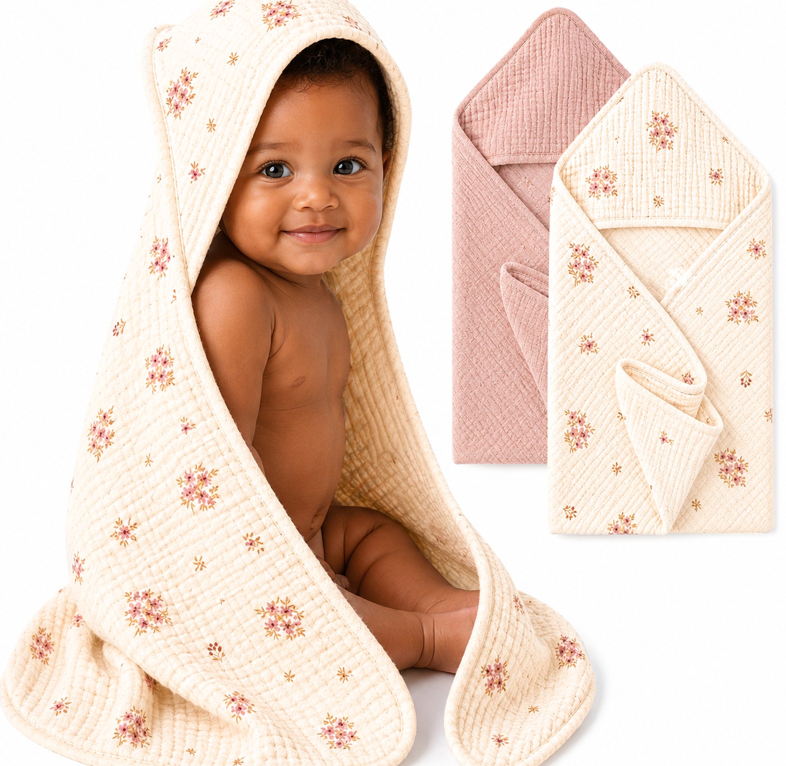 Premium Muslin Cotton Hooded Baby Towel image