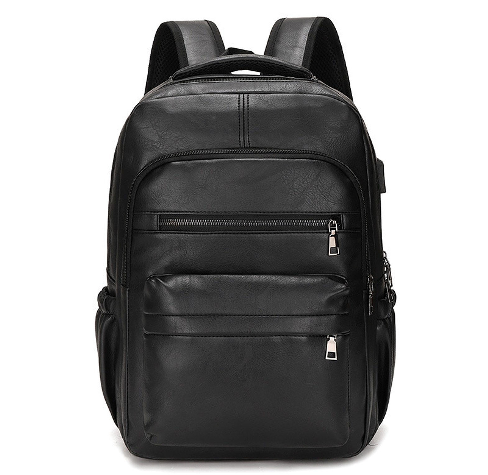 USB Charging PU Leather Backpack for Men image
