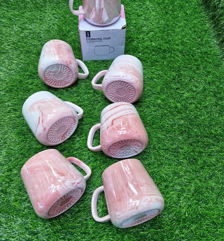 Pearl Marble Porcelain Mugs (6pcs) image