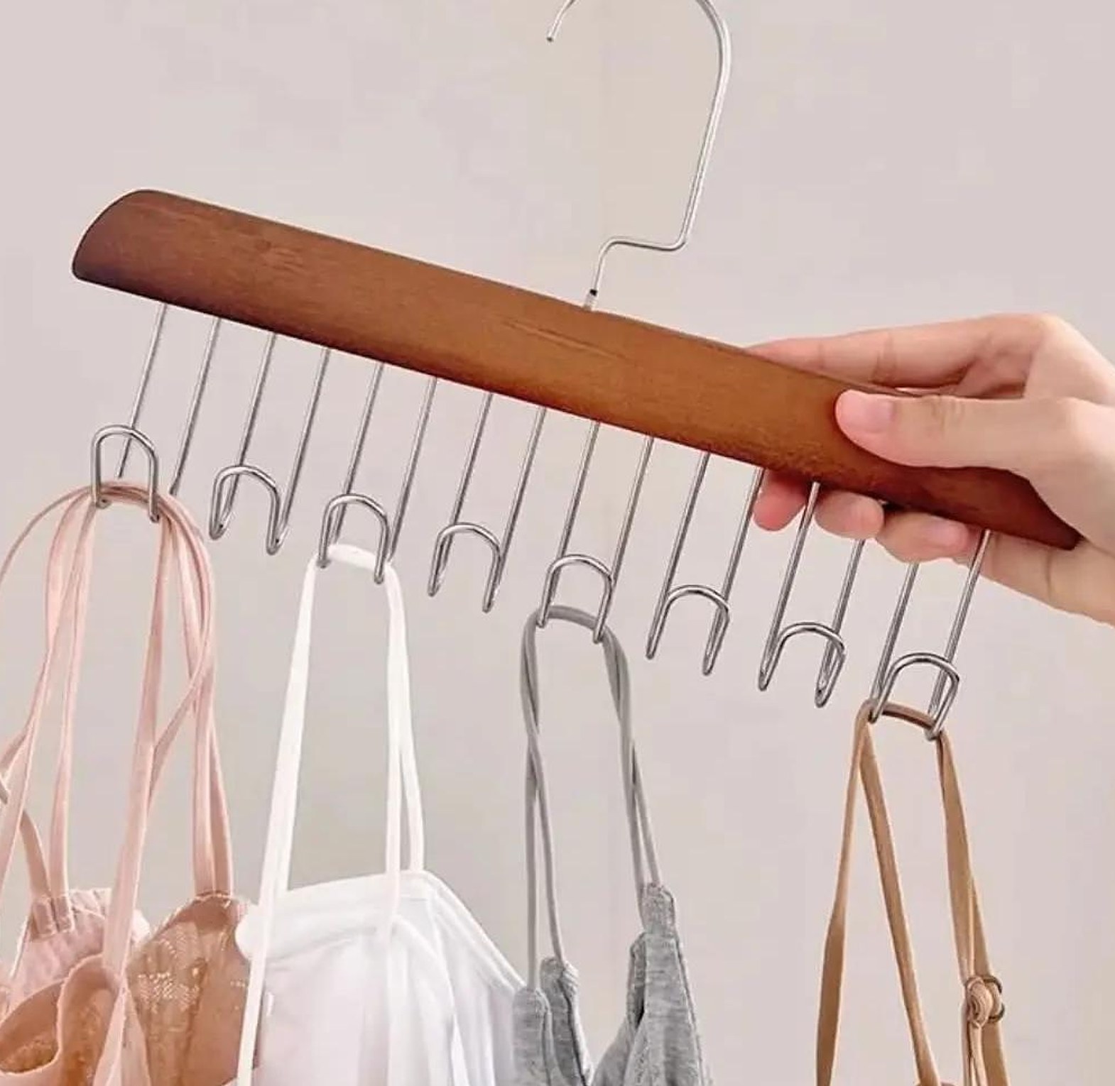 Wooden plank multipurpose 8 hook hanger 2pcs image