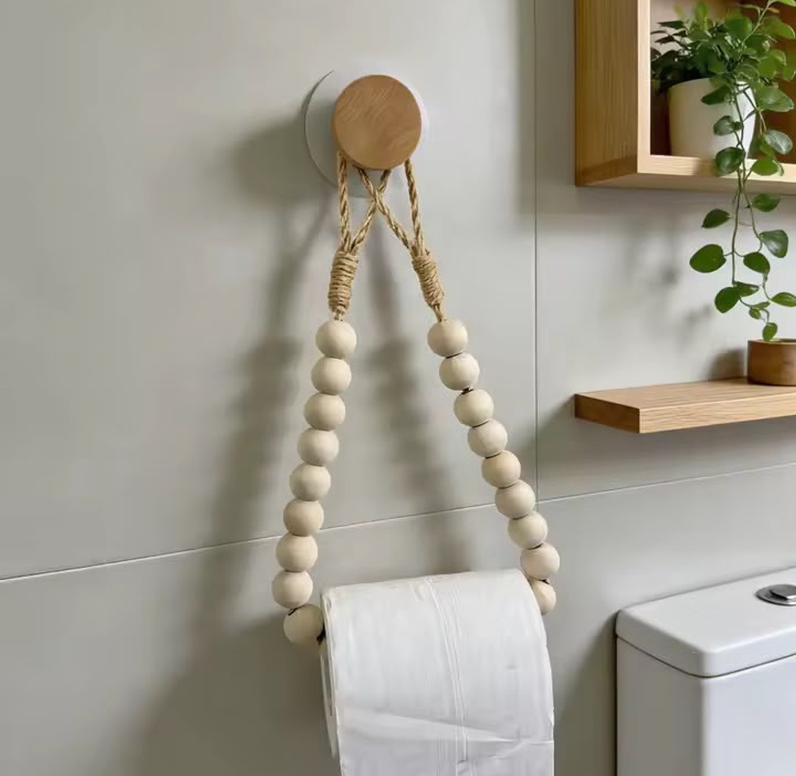 Elegant Wooden Bead Paper Towel Holder image