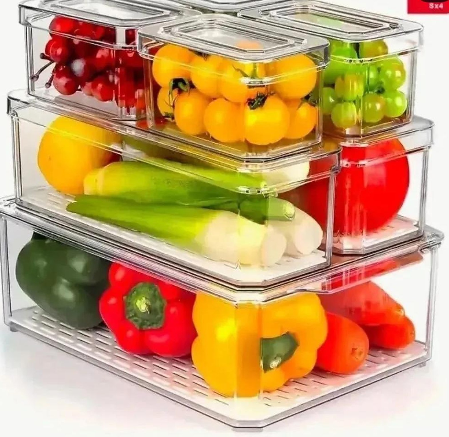 7 pcs BPA-Free Stackable acrylic Fridge Organizer with Lids image