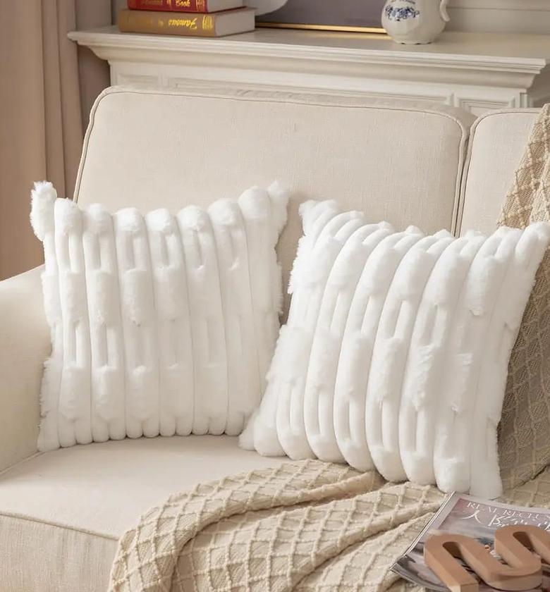 White Plush Soft Cushion Cover  image