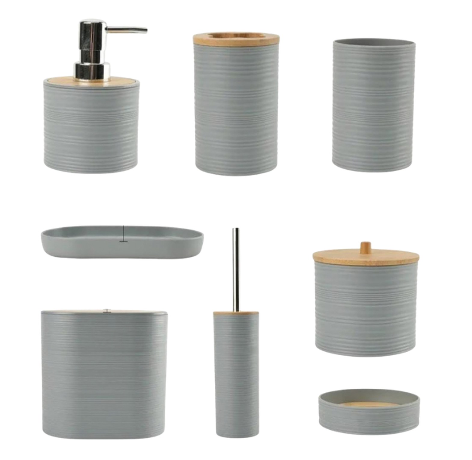 Luxury 8-Piece Bamboo & Matte Plastic Bathroom Accessories Set image