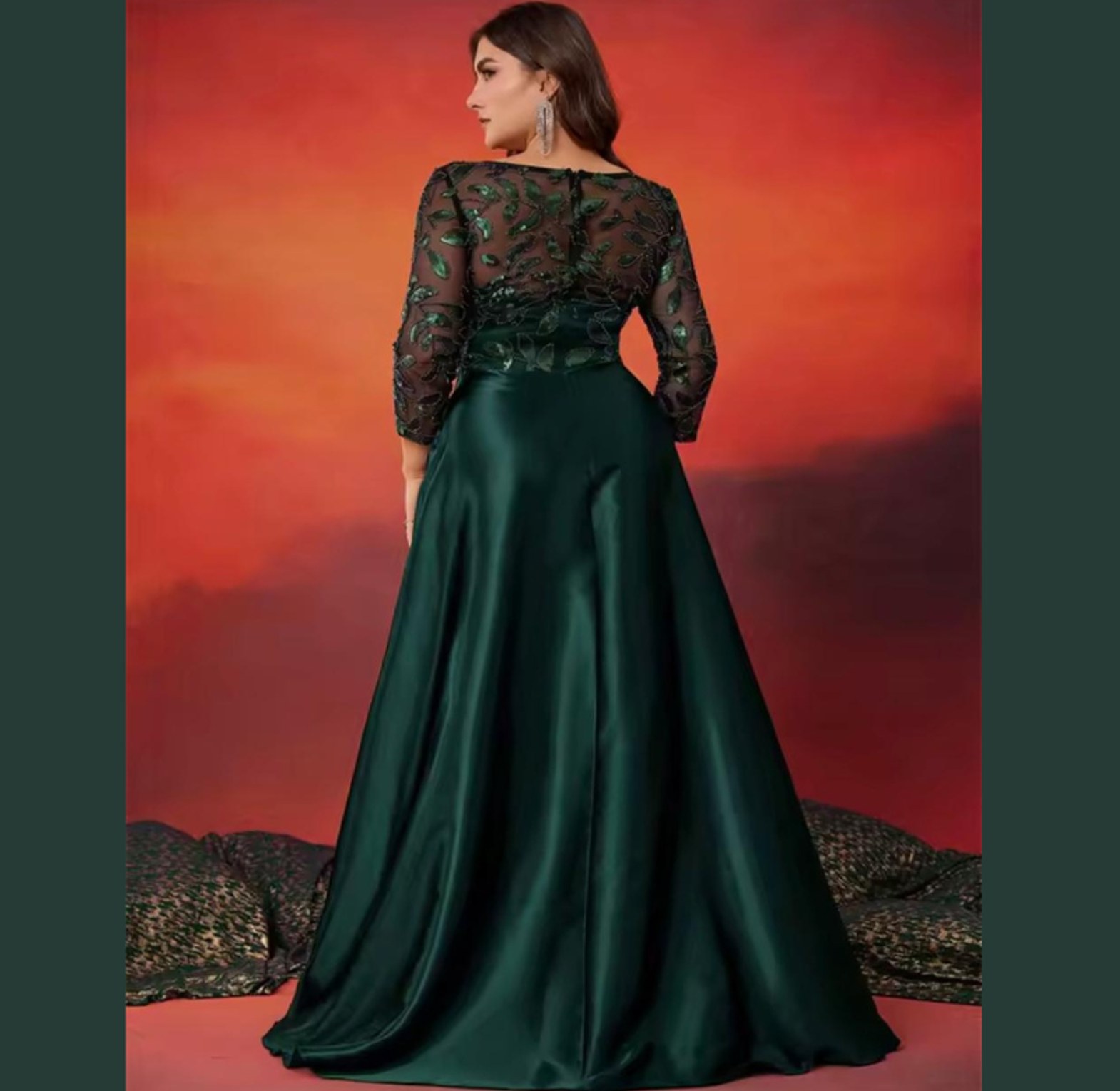 Emerald Forest Embroidered Satin A-Line Gown image