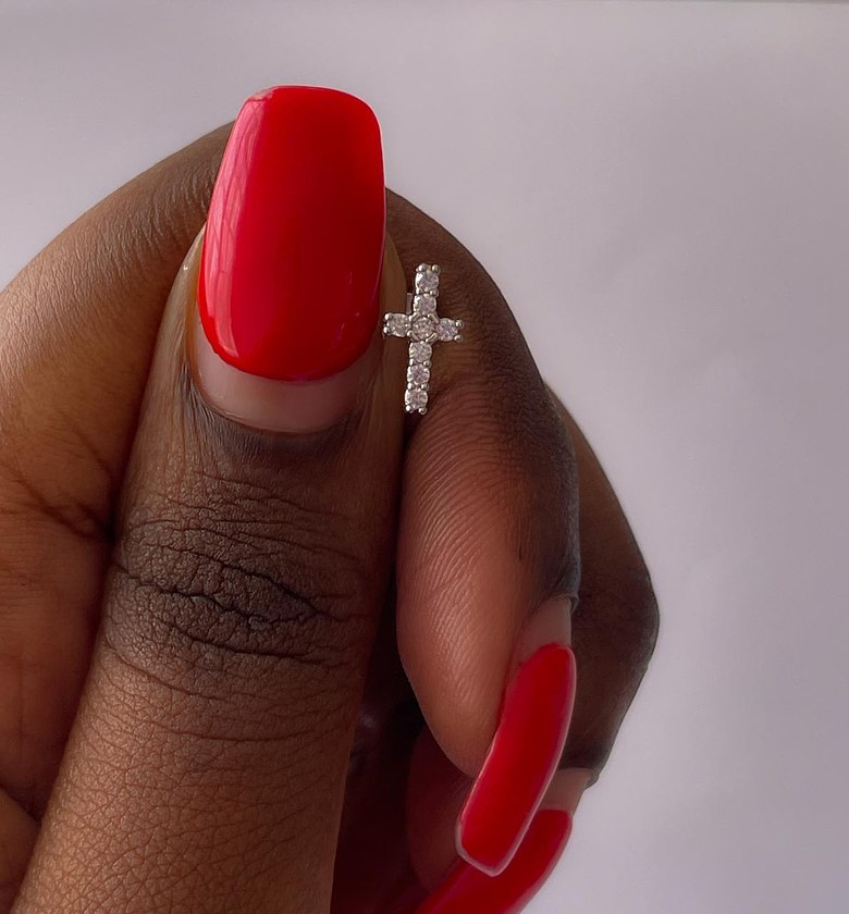 Stainless Steel Pave CZ Cross Stud Earring image