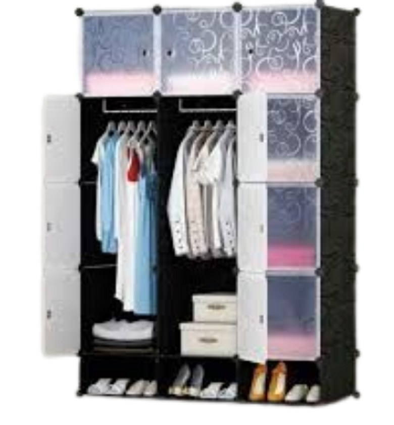 3-Column Portable Plastic Wardrobe.  image