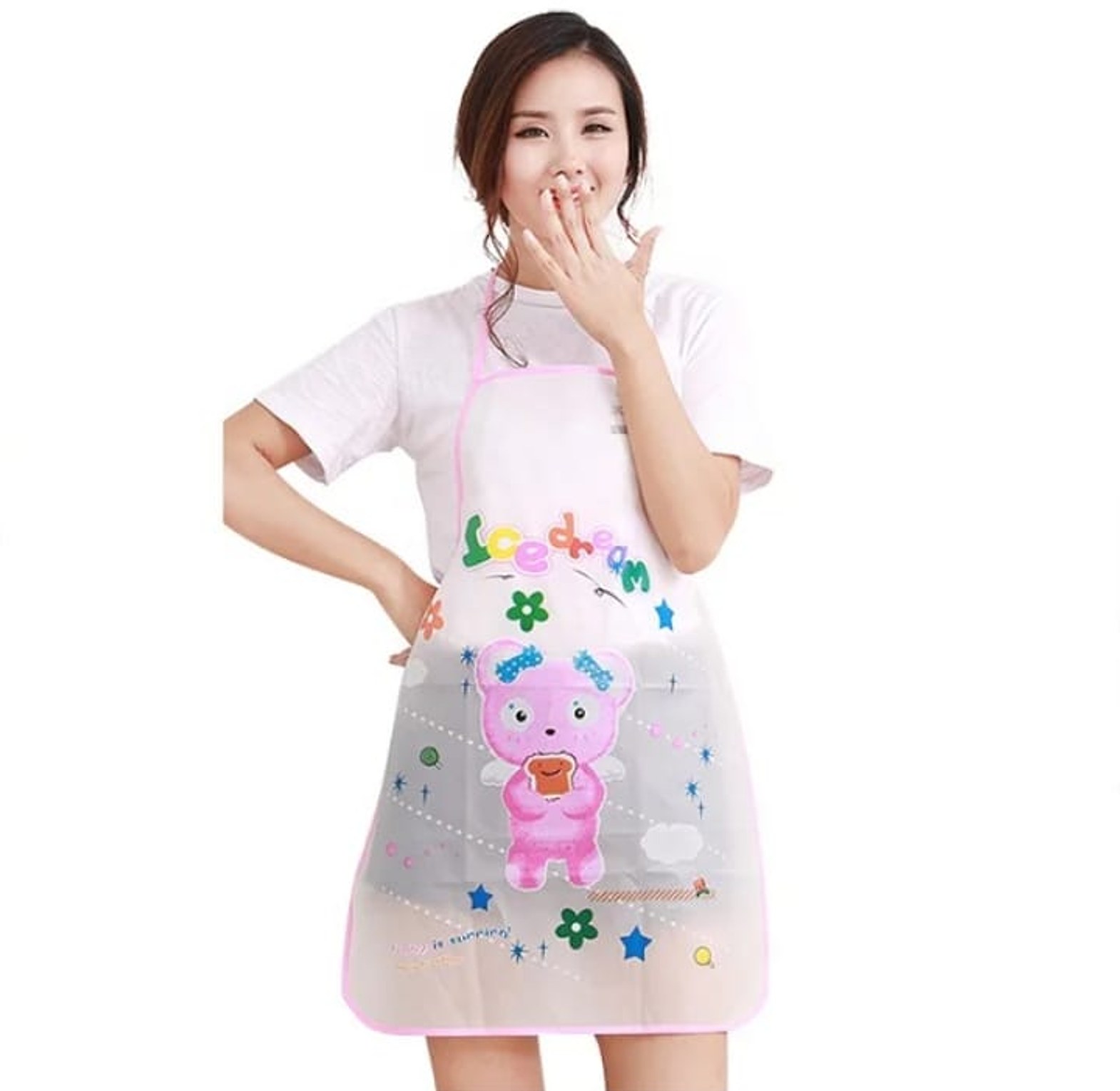 Kids Waterproof PVC Art & Kitchen Apron - Oil-Proof School Painting Apron for Girls - Hello Kitty/Minnie Mouse image