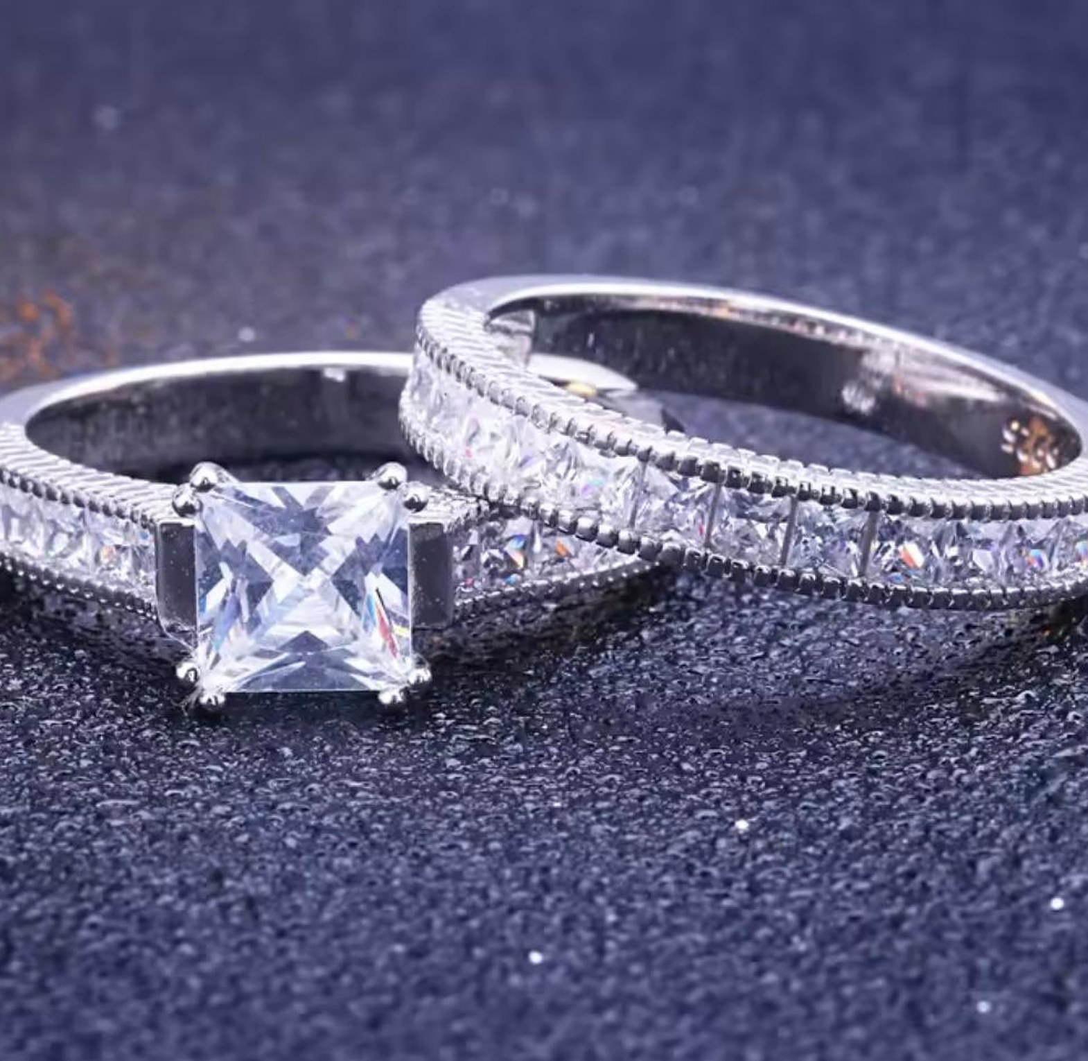 Eternal Brilliance Pure Silver Double Ring Set image