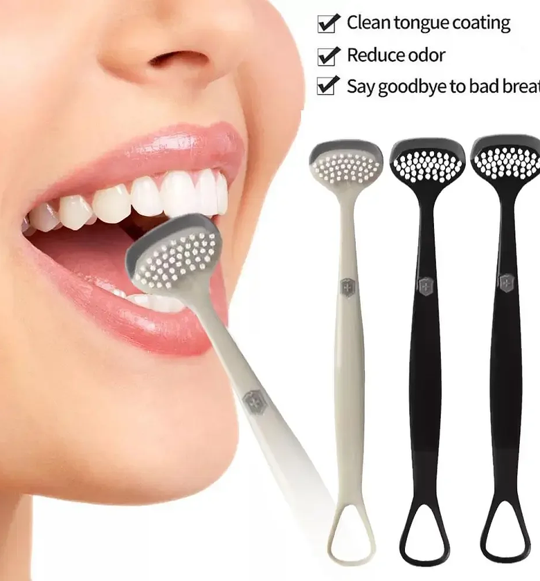 Professional Tongue Cleaner Scraper for Fresh Breath & Oral Hygiene, Silicone Double-Sided Tongue Brush - Effective Bad Breath Treatment image