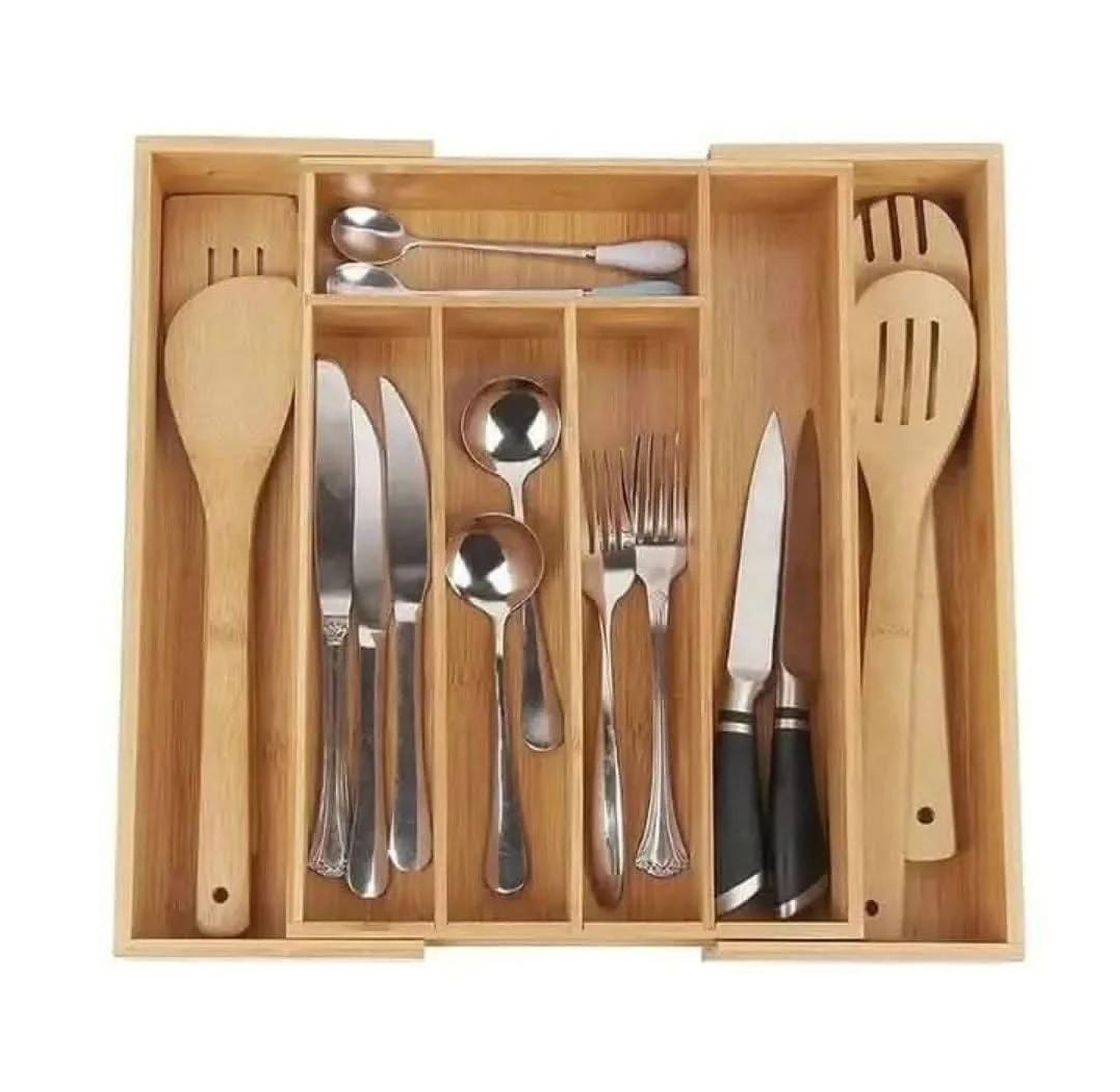 Multifunctional bamboo drawer organizer image