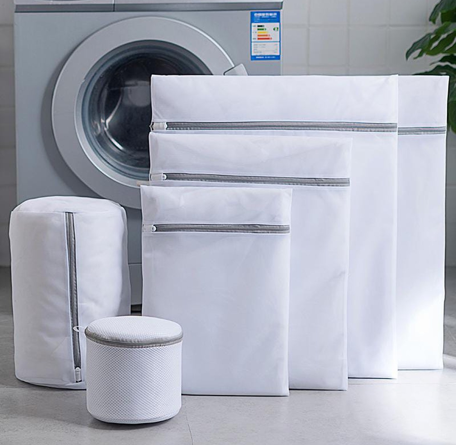 6-Piece Gray Mesh Laundry Bag Set image
