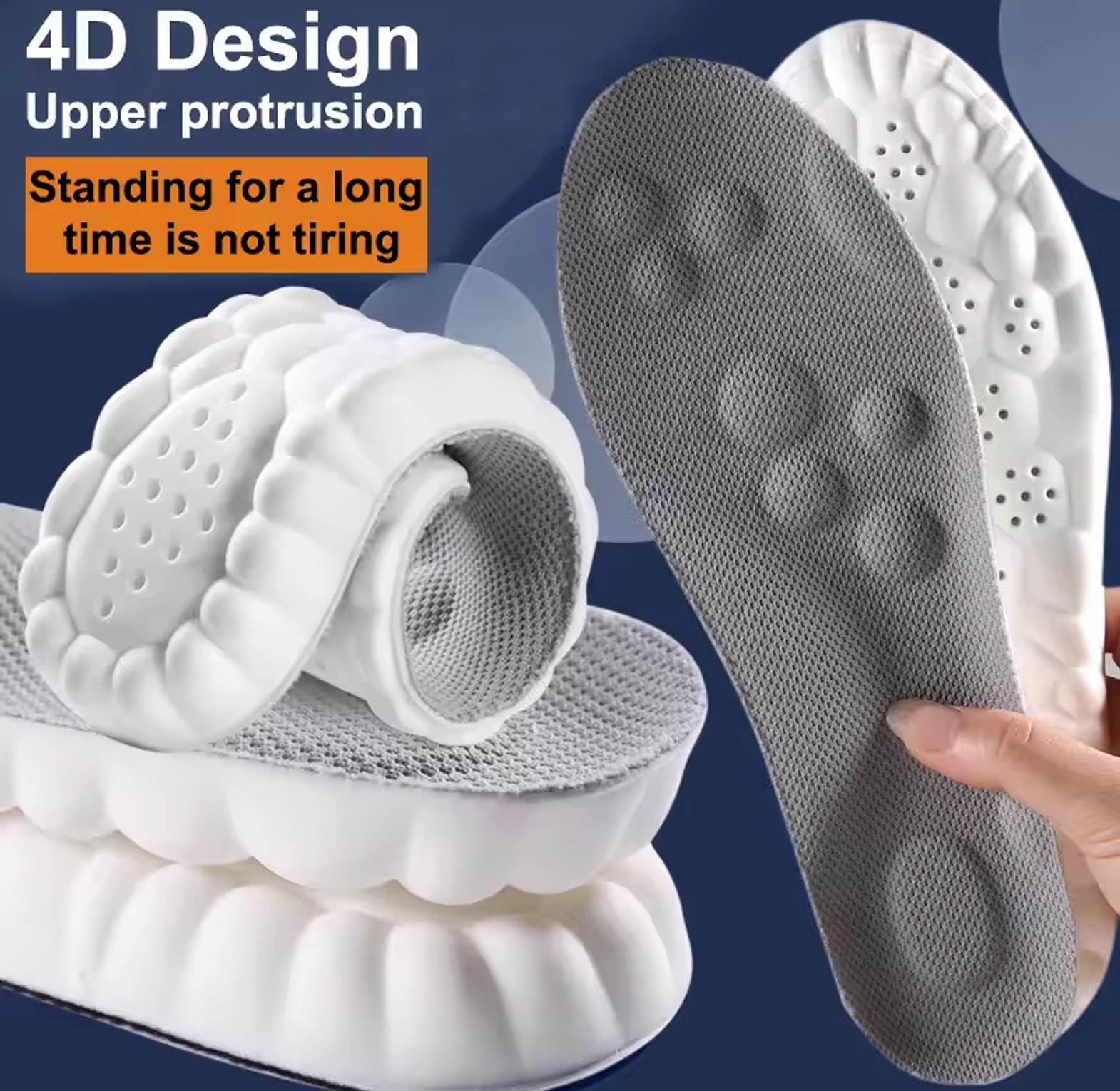 Ultra-Soft Honeycomb Comfort Insoles for Shock Absorption & Breathability - Universal Shoe Cushion Inserts for Men & Women image