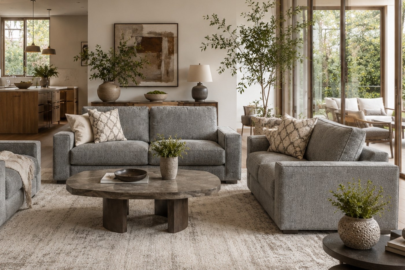 Elona 5 Seater Fabric Sofa (3+2) image 1