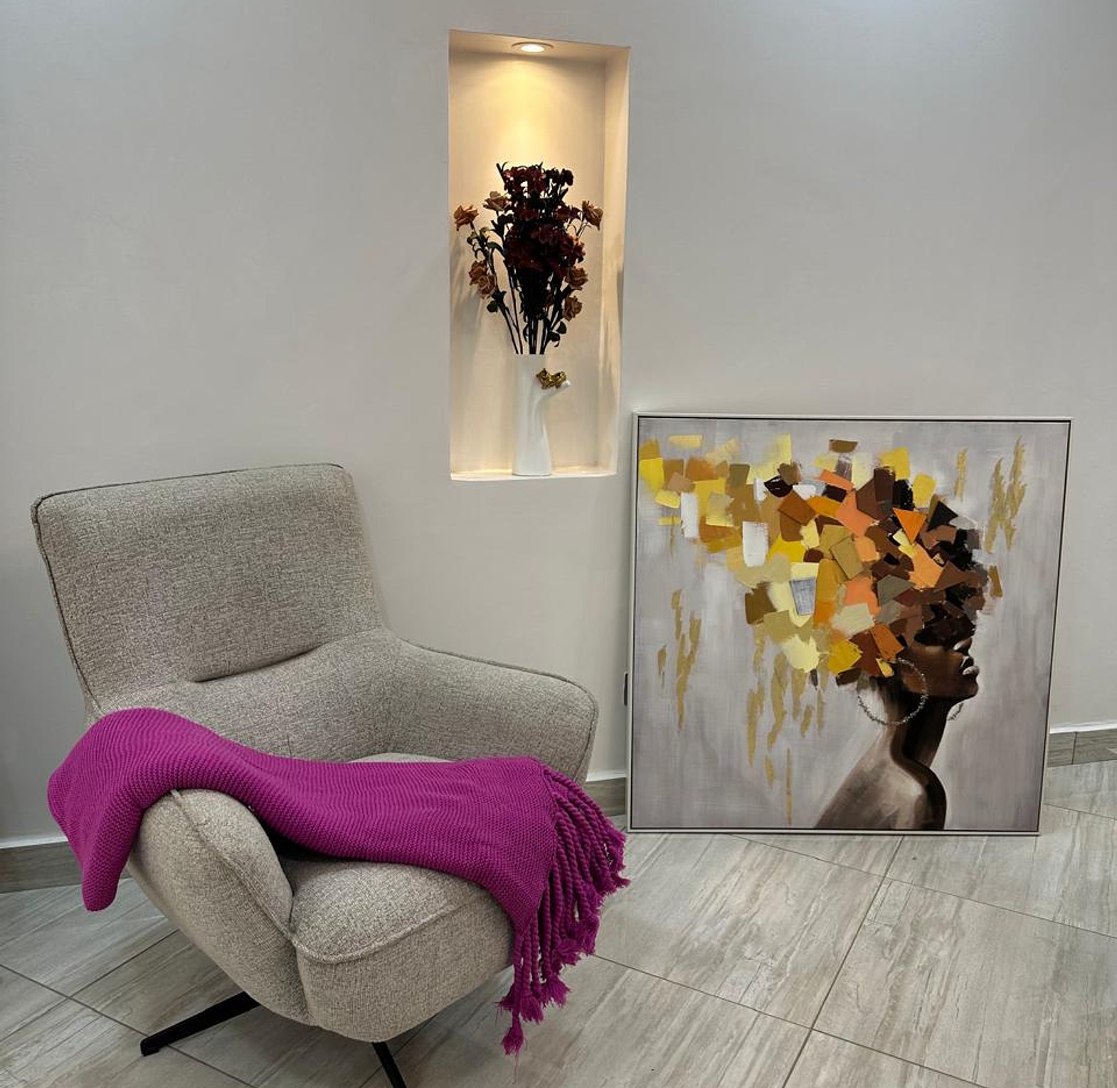 Knitted Throw Blanket with twisted tassles image