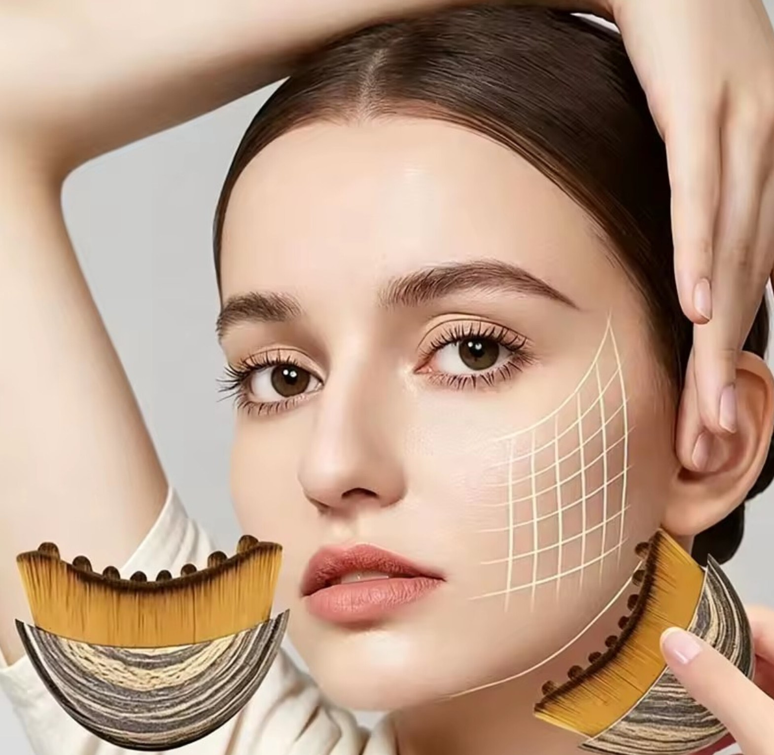 Lymphatic Drainage Face Contour Brush, Sculpting Facial Massager for Puffy Skin image