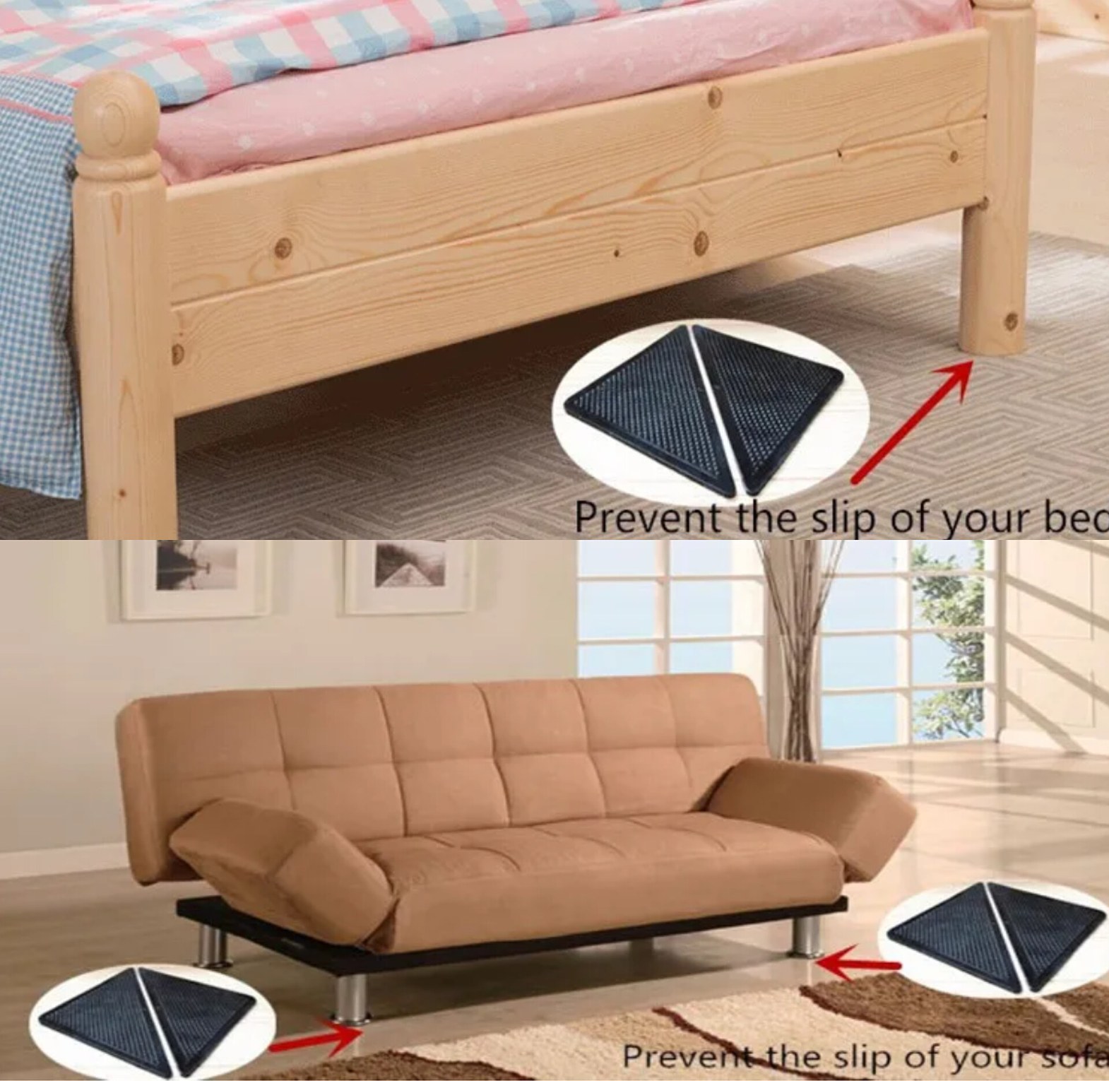 4Pcs Universal Anti-Slip Rug Grippers & Anti-Curling Carpet Corner Pads - Heavy Duty Reusable Silicone Grips for Tiles & Hardwood Floors image
