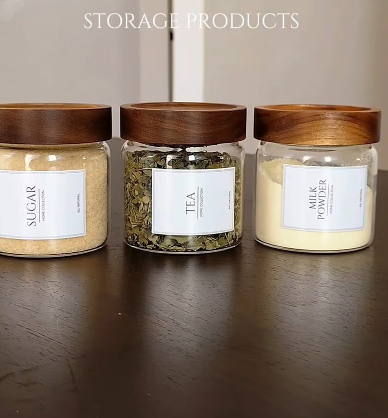 High Borosilicate glass Jars with Acacia Air tight lids 1 pc image