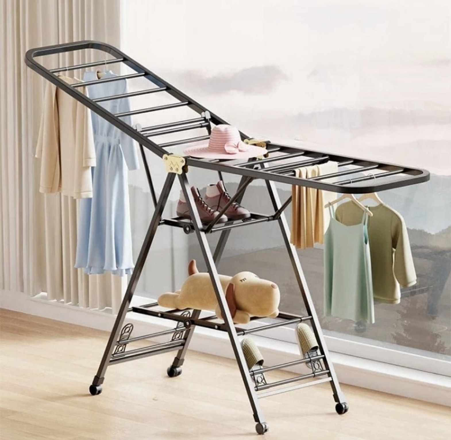 Folding Clothes Drying Rack Floor-standing image