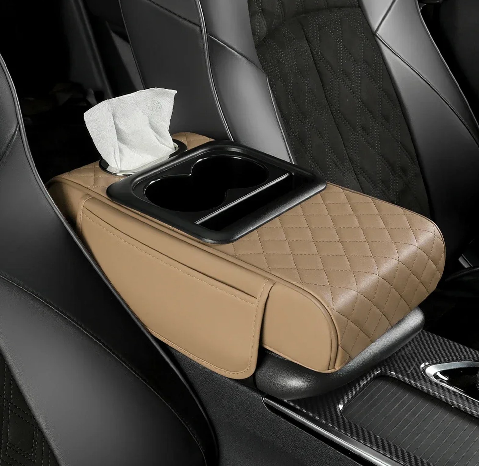 Car Arm Rest Cushion With Serviettes Dispenser image