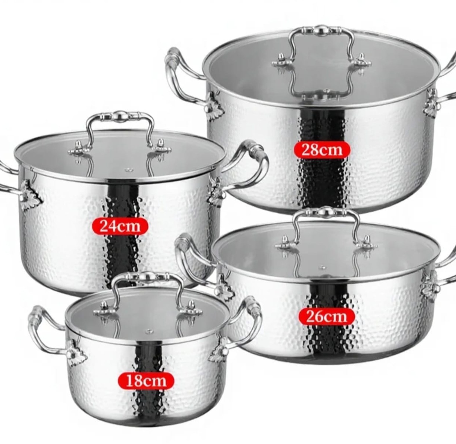SUS 304 Tri-Ply Stainless Steel Cookware Set – 8PCS Premium Hammered Design image