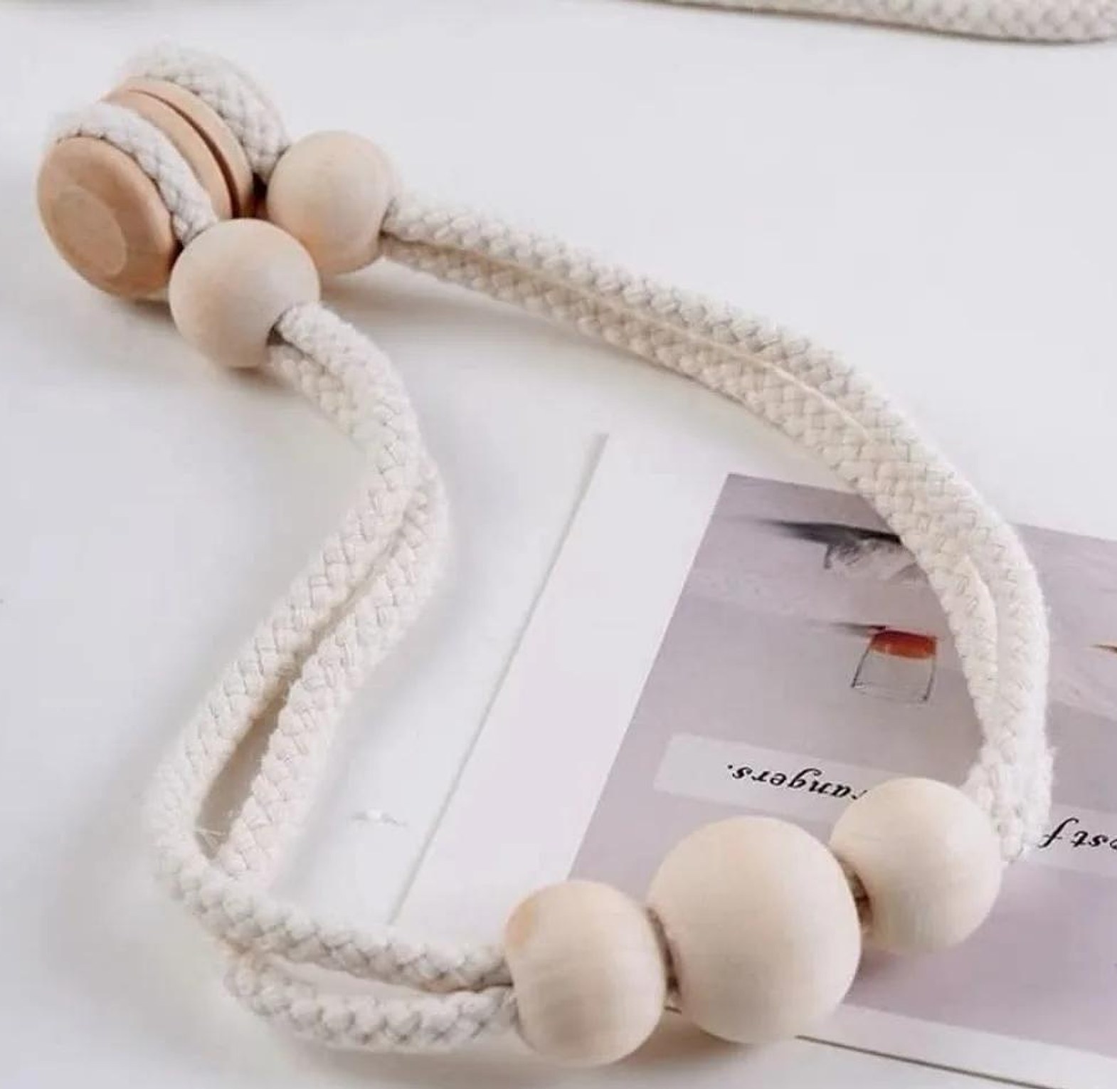 2pcs tassel curtain tie backs with wooden beads image
