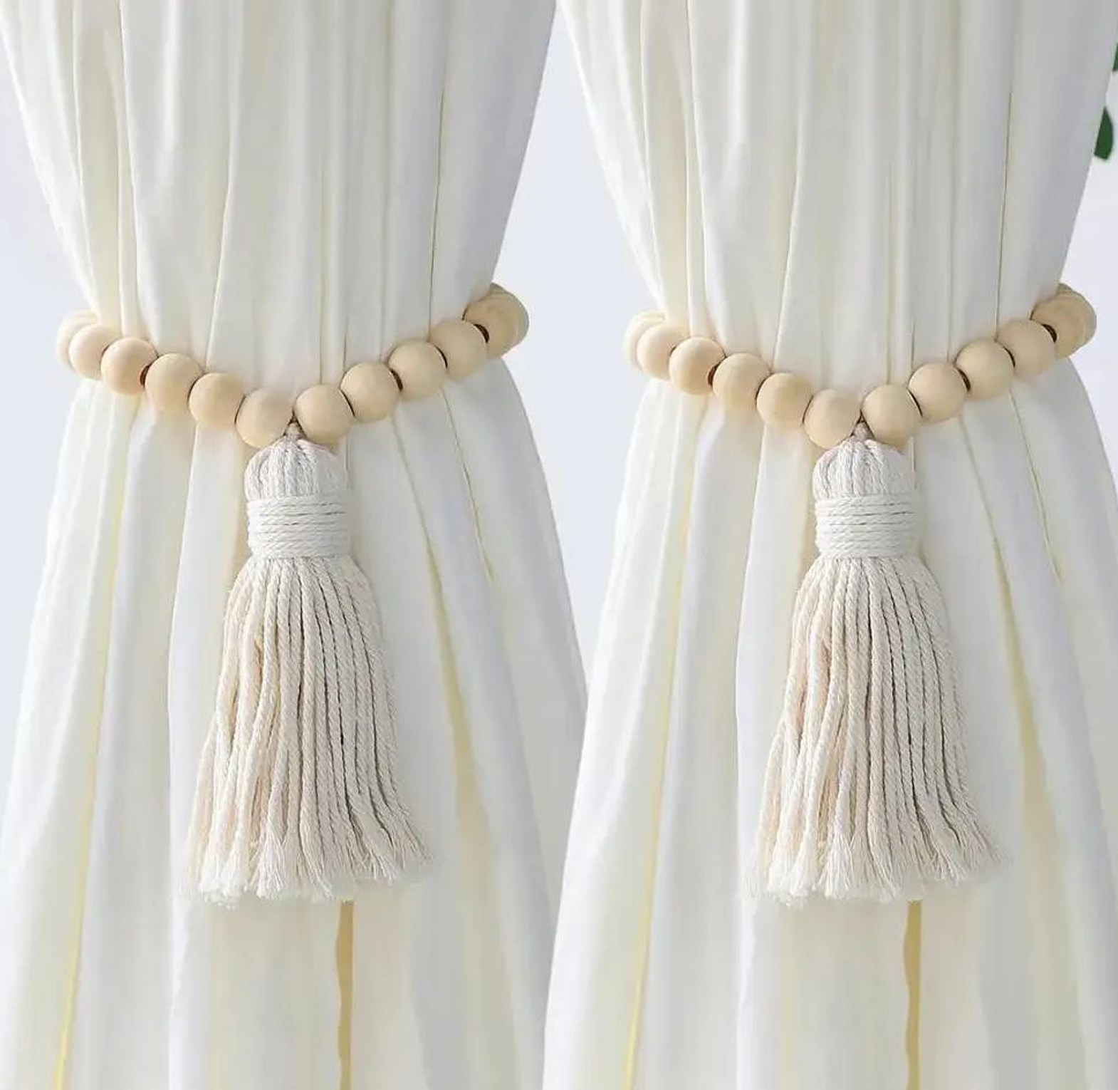 Macrame curtain tiebacks with tassel 2pcs image