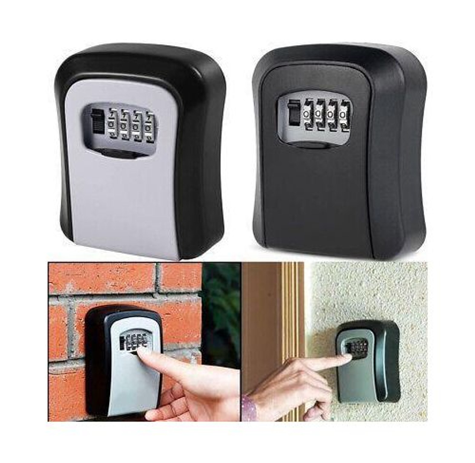 Box Key Lock. Wall-Mounted Key Safe with a 4-Digit Combination Lock. Airbnb key lock box image