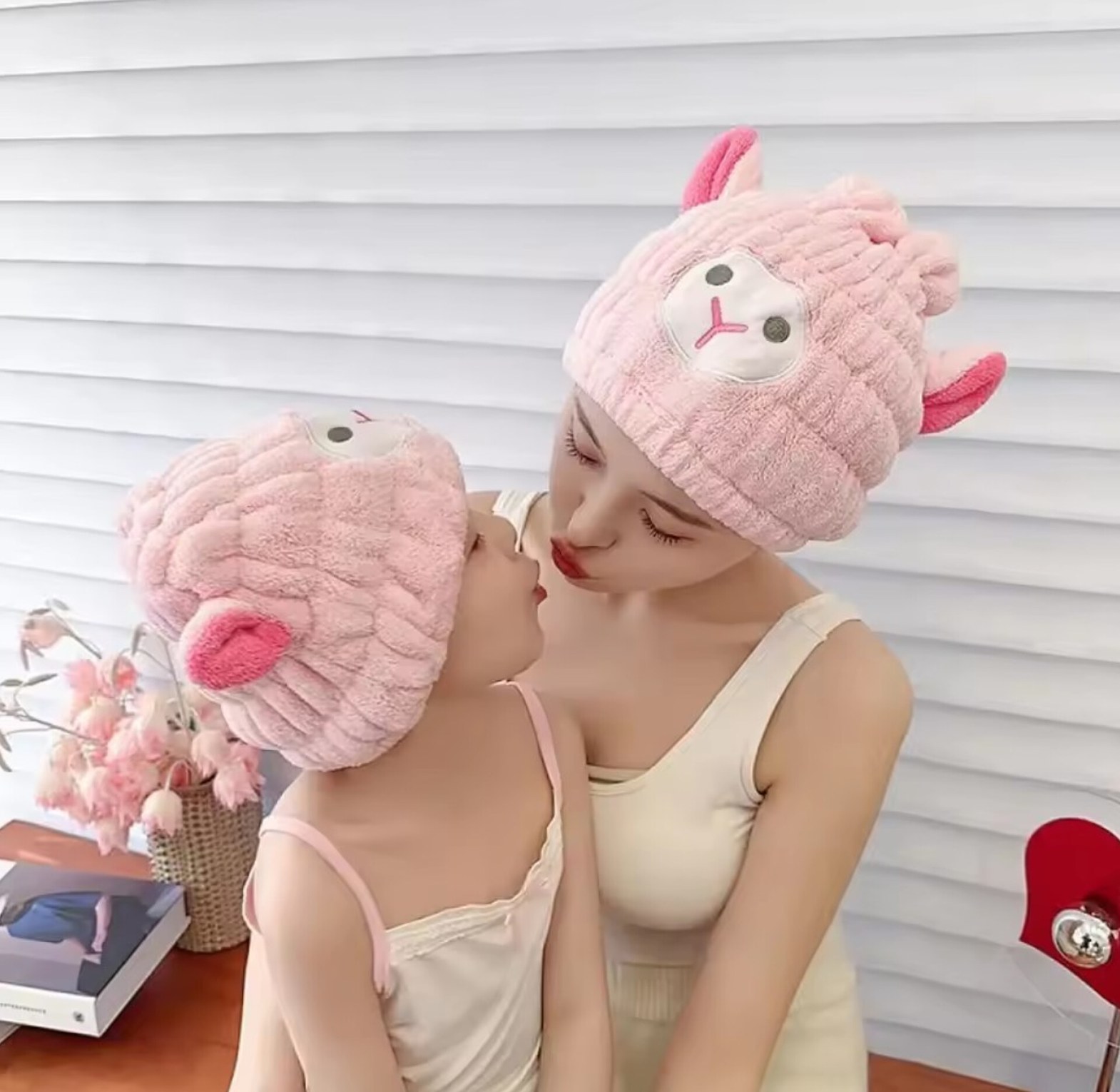 Super Absorbent Microfiber Hair Drying Towel Wrap Cap, Quick Dry Cartoon Shower Hat for Women & Kids image