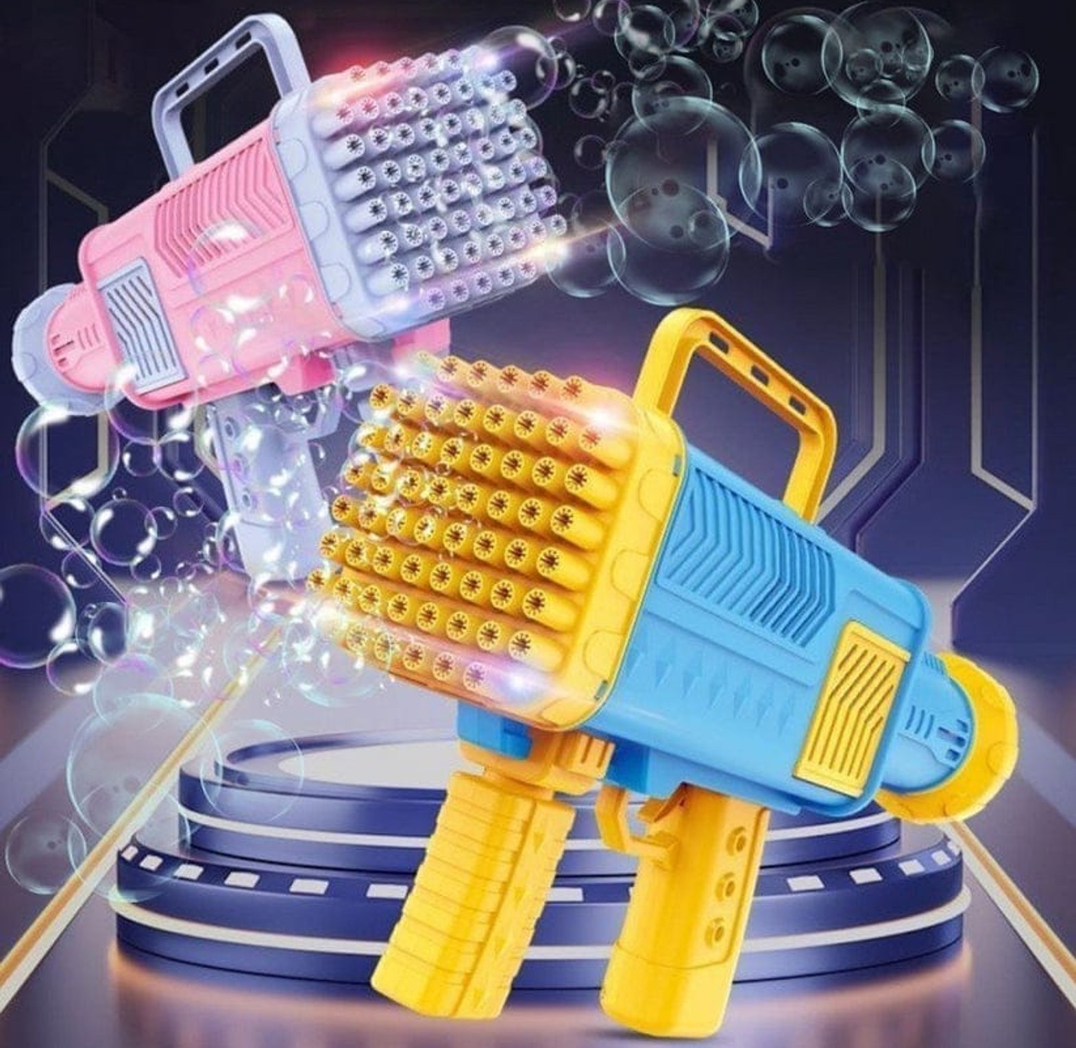 Bubble Gun. Rechargeable Bubble Gun - 60 Holes with Lights image