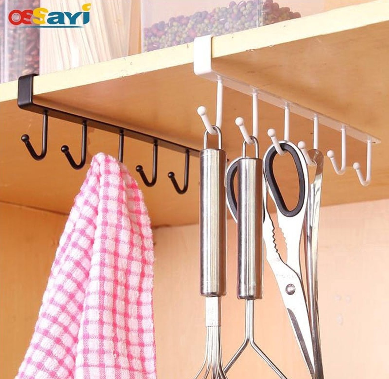 Iron 12-Hook Under-Shelf Storage Rack image